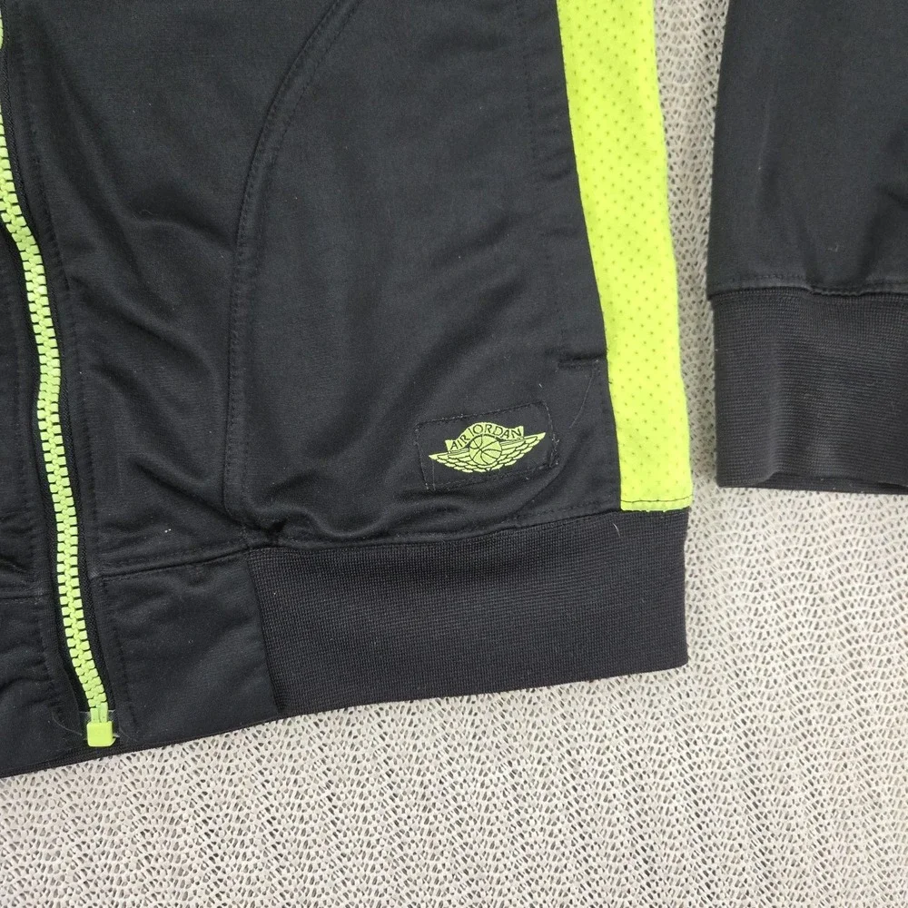 Jordan Track Jacket Youth 10-12 Black Green Full Zip‎ Colorblock Jumpman Logo